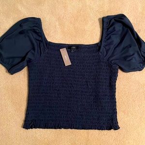 J. Crew Smocked broken-in jersey cropped top